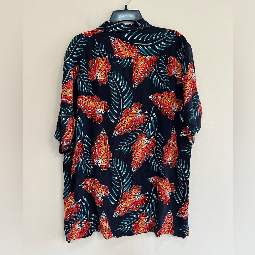 Original Penguin NWT Leaves Short Sleeve Button Down Slim Fit Camp Shirt, L - Picture 3 of 11